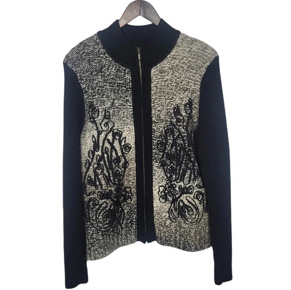 Coldwater Creek Wool Blend Ombre Knit Zip Up Cardigan Sweater Art You Wear Artsy - Picture 1 of 12